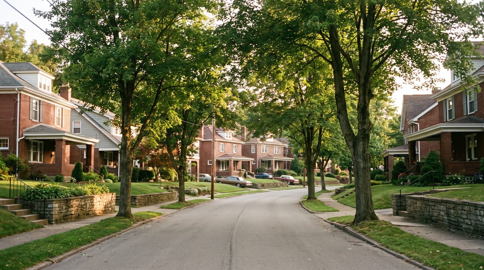 A residential street in the Pittsburgh South Hills, the kind of neighborhood where homeowners facing foreclosure can still sell before the sheriff's sale